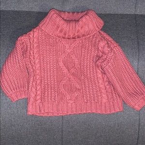 Toddler girl knit pull over turtle neck sweater
